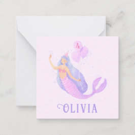 Cartão De Notas Sereia Sob Festa De Idade Da Menina De Aniversário