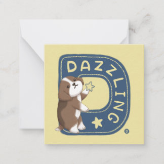 Cartão De Notas Série Alfabeto: Ilustração de Beagle "D"