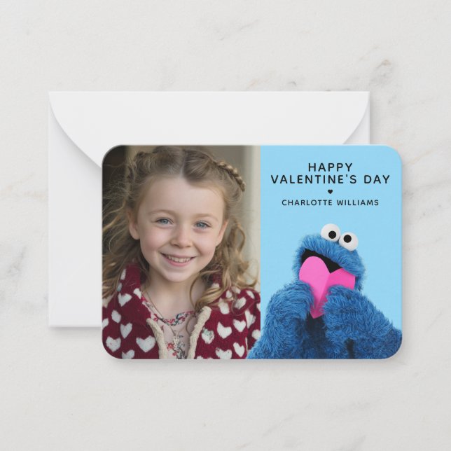 Cartão De Notas Sesame Street | Cookie Monster Photo Valentine (Frente)