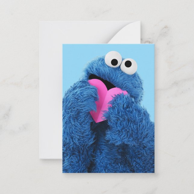 Cartão De Notas Sesame Street | Cookie Monster Pink Heart (Frente)