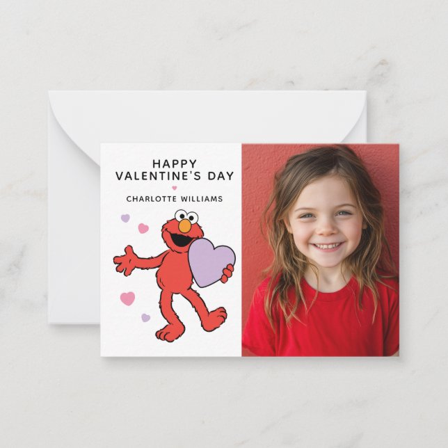Cartão De Notas Sesame Street | Elmo Heart Photo Valentine (Frente)