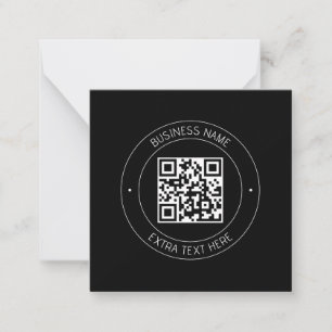 Cartão De Notas Seu código QR e texto editável Preto e branco