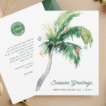 Cartão De Notas Seu logotipo de empresa Palm Tropical Natal<br><div class="desc">Um moderno cartão de saudação simples, de na moda, com tipografia moderna e manuscrita com palma de árvore decorada. Personalize facilmente esta placa clicando no botão "Personalizar". Quer você esteja expressando gratidão, estendendo os melhores desejos, ou simplesmente compartilhando o espírito da temporada, nossa Carta de Cartões de natal Comerciais em...</div>