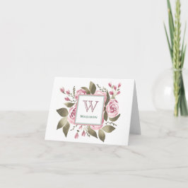 Cartão De Notas Seu Notecard Rosa Monograma Favorito