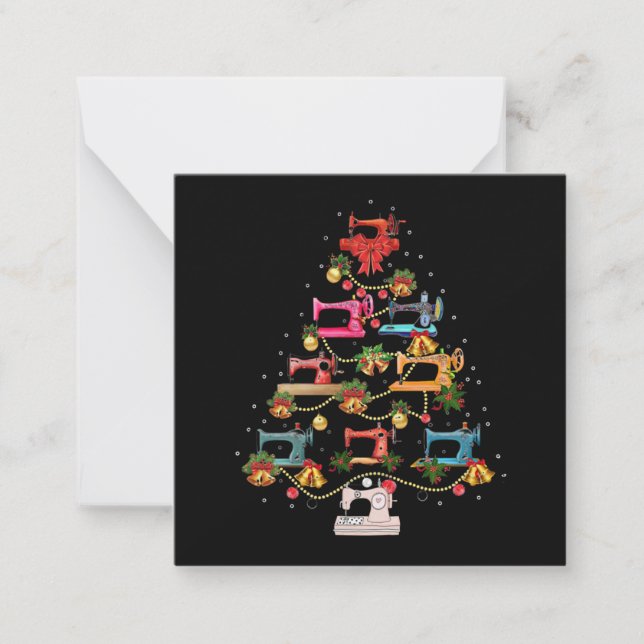 Cartão De Notas Sewing Machine Christmas Tree (Frente)