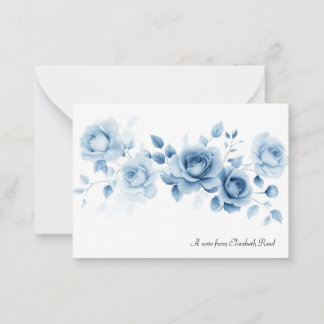 Cartão De Notas Shades of Blue Roses Vintage Floral Design