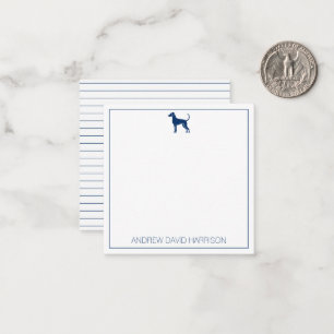 Cartão De Notas Silhueta de Cão Azul e Branco Personalizada