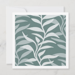 Cartão De Notas Silhueta de Planta Elegante em Smokey Teal Fluido