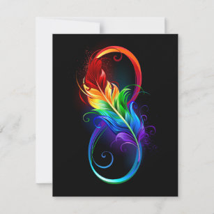 Cartão De Notas Símbolo infinito com pena de arco-íris