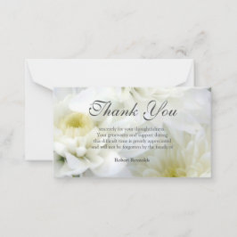 Cartão De Notas Simpatia Branca Funeral Floral e Foto Obrigado