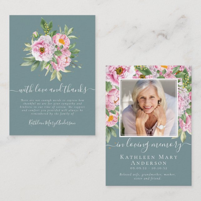 Cartão De Notas Simpatia de Foto Orçamentária Funeral Floral Obrig (Frente/Verso)