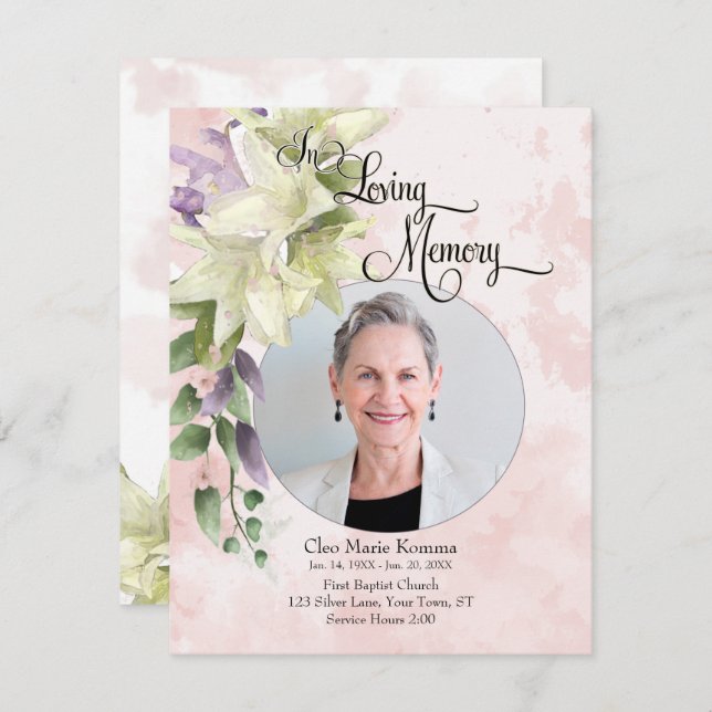 Cartão De Notas Simpatia de Foto Personalizada Floral de Watercolo (Frente/Verso)