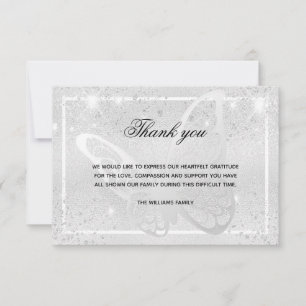 Cartão De Notas Simpatia obrigado de foto da borboleta prateada