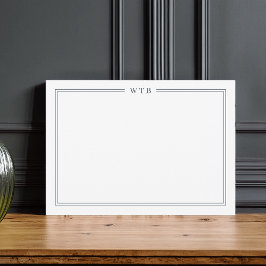 Cartão De Notas Simple Classic Navy Blue 3-Initial Monogram