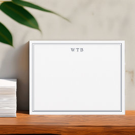 Cartão De Notas Simple Classic Navy Blue Bordered Monogram