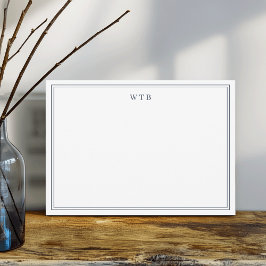 Cartão De Notas Simple Classic Navy Blue Monogram