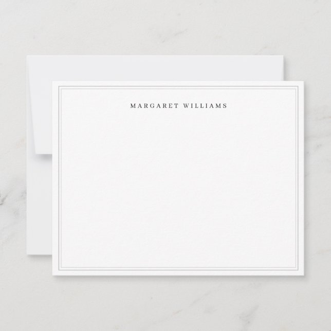 Cartão De Notas Simple Elegant Formal Grey Border Full Name  (Frente)