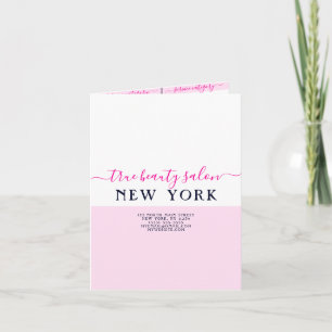 Cartão De Notas Simple Elegant White Pink Salon Price List