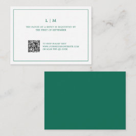Cartão De Notas Simple Emerald Green Elegant Wedding Mini RSVP