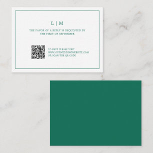 Cartão De Notas Simple Emerald Green Elegant Wedding Mini RSVP