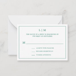 Cartão De Notas Simple Emerald Green Elegant Wedding Mini RSVP