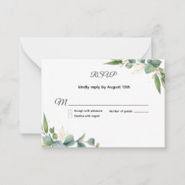 Cartão De Notas Simple Greenery Eucalyptus Wedding RSVP Card