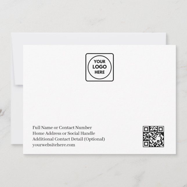 Cartão De Notas Simple Logo QR Code Business Note Card (Frente)