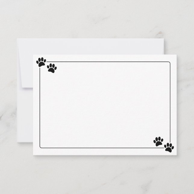 Cartão De Notas Simple Minimalist Blank Bodered Dog Paw Prints (Frente)