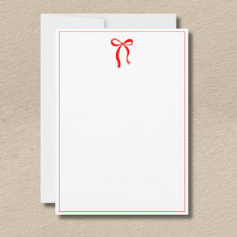 Cartão De Notas Simple Neon Red Bow Thin Border No text
