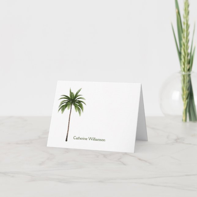 Cartão De Notas Simple Palm Tree Tropical Custom Blank Inside (Frente)