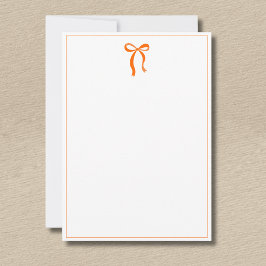 Cartão De Notas Simple Sunset Orange Bow Thin Border No text