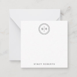 Cartão De Notas Simples 2 Círculo Inicial Quadrado Monograma