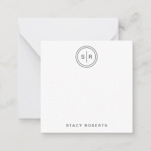 Cartão De Notas Simples 2 Círculo Inicial Quadrado Monograma