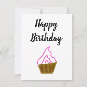 Cartão De Notas simples cupcakes rosa elegante feliz aniversário