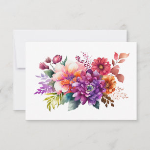 Cartão De Notas Simples Elegante Buquê Floral de Aquarela