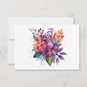 Cartão De Notas Simples Elegante Buquê Floral de Aquarela