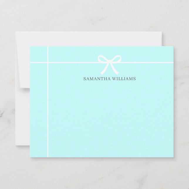 Cartão De Notas Simples Elegante Elegante Clássico do Arco de Fita (Frente)