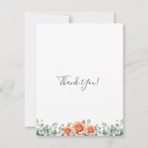 Cartão De Notas Simples Elegante Eucalyptus e Peach Rosa Obrigado