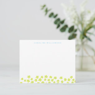 Cartão De Notas Simples Flores Bobas Azuis e Amarelas Personalizad