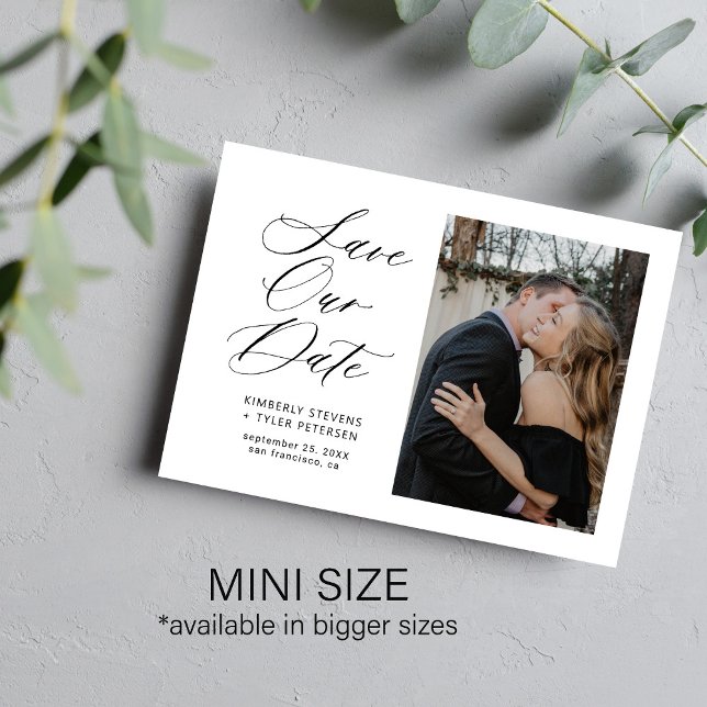 Cartão De Notas Simples foto chic elegant script casamento salvar (Criador carregado)