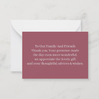 Simples Maroon Personalizado Casamento Obrigado