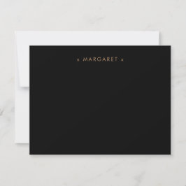 Cartão De Notas Simples Minimalista Sólido Preto Dourado Personali