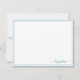 Cartão De Notas Simples Moderno Azul Script Profissional 