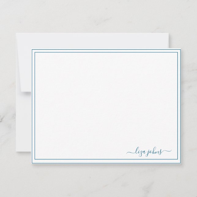 Cartão De Notas Simples Moderno Azul Script Profissional  (Frente)