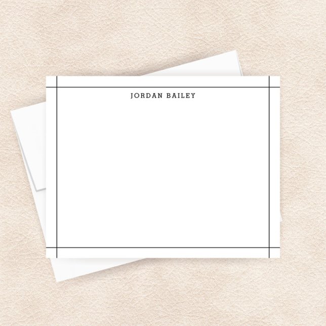 Cartão De Notas Simples Moderno Geométrico Preto Branco Profission (Criador carregado)