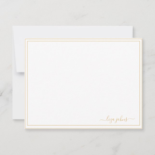 Cartão De Notas Simples Moderno Script Profissional Dourado (Frente)