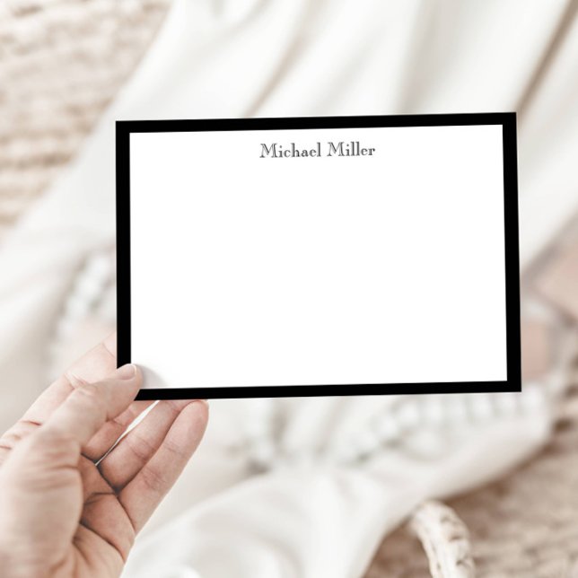Cartão De Notas Simples Moldura Masculina, Preto/Branco (Criador carregado)