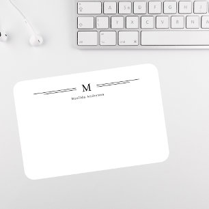 Cartão De Notas Simples Monograma Nome Família Formal