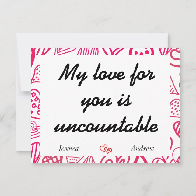 Cartão De Notas simples namorados rosa elegante, doce para Casal (Frente)