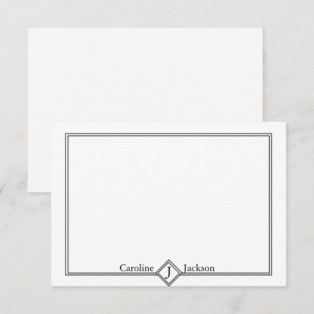 Cartão De Notas Simples personalizado preto e branco (Frente/Verso)